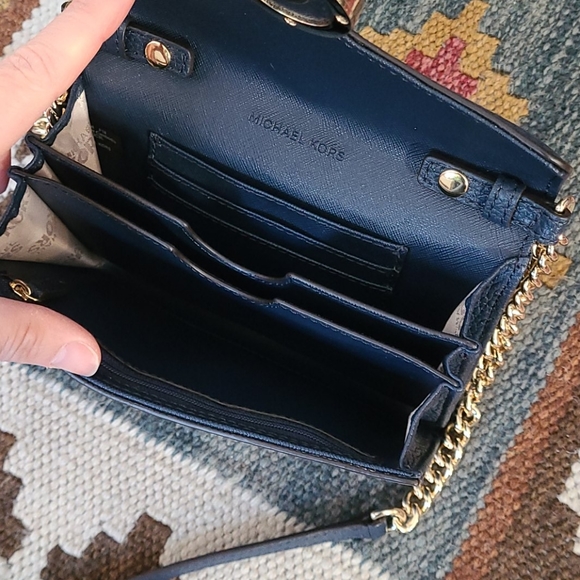 Michael Kors Wallet on Chain Crossbody Bag Slim Navy Blue - Picture 4 of 8